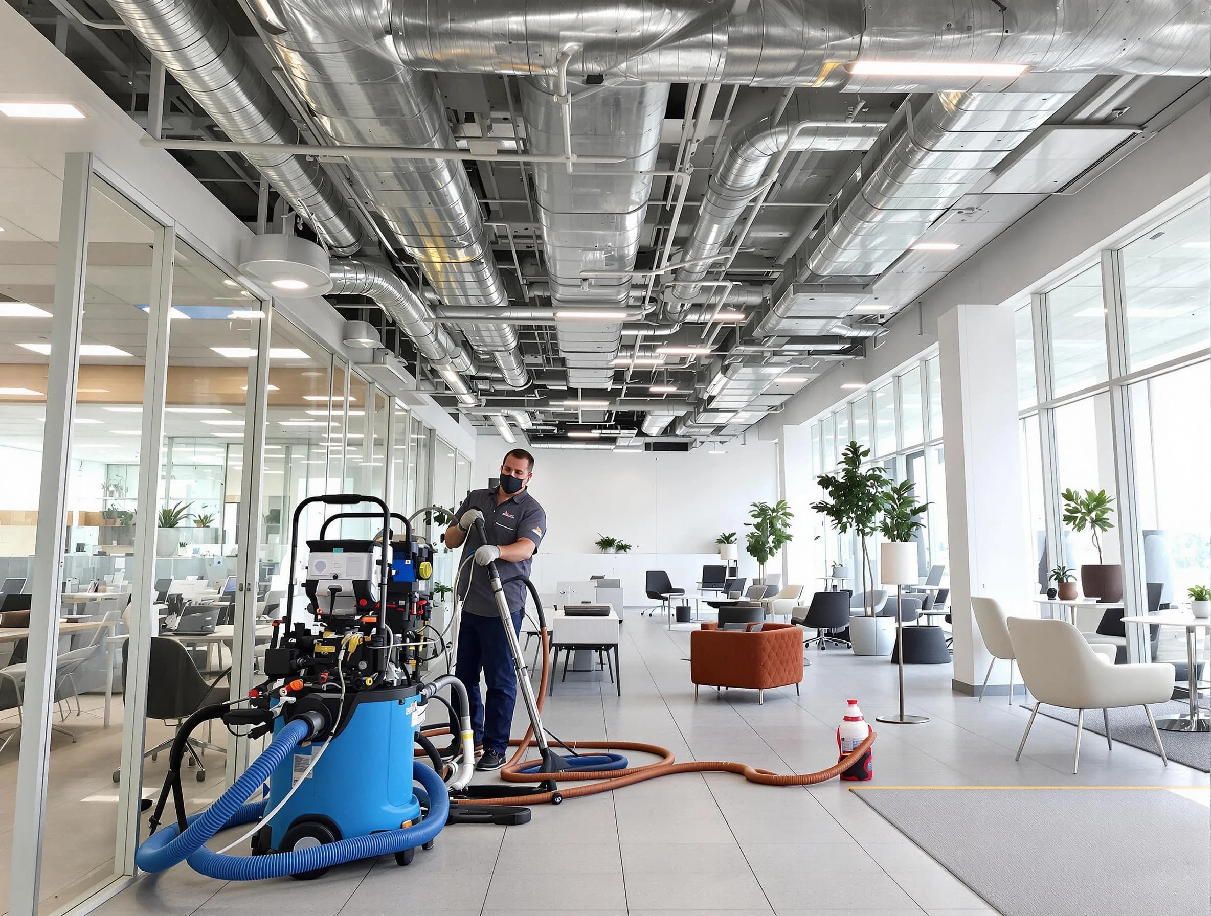 Clearfield Air Duct Cleaning team conducting comprehensive commercial duct cleaning at a business location in Clearfield