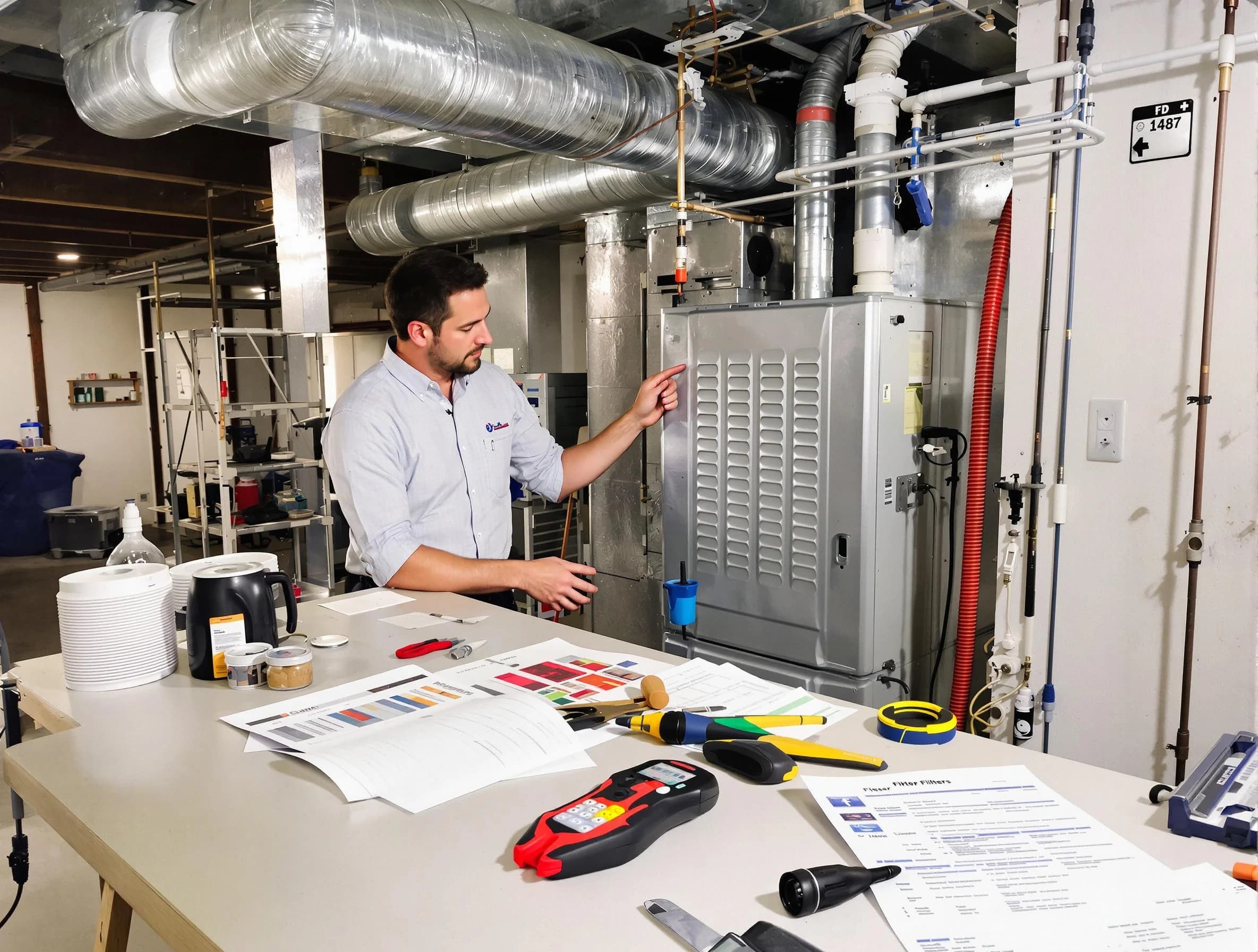 Clearfield Air Duct Cleaning inspector conducting detailed filter system evaluation using professional diagnostic tools in Clearfield