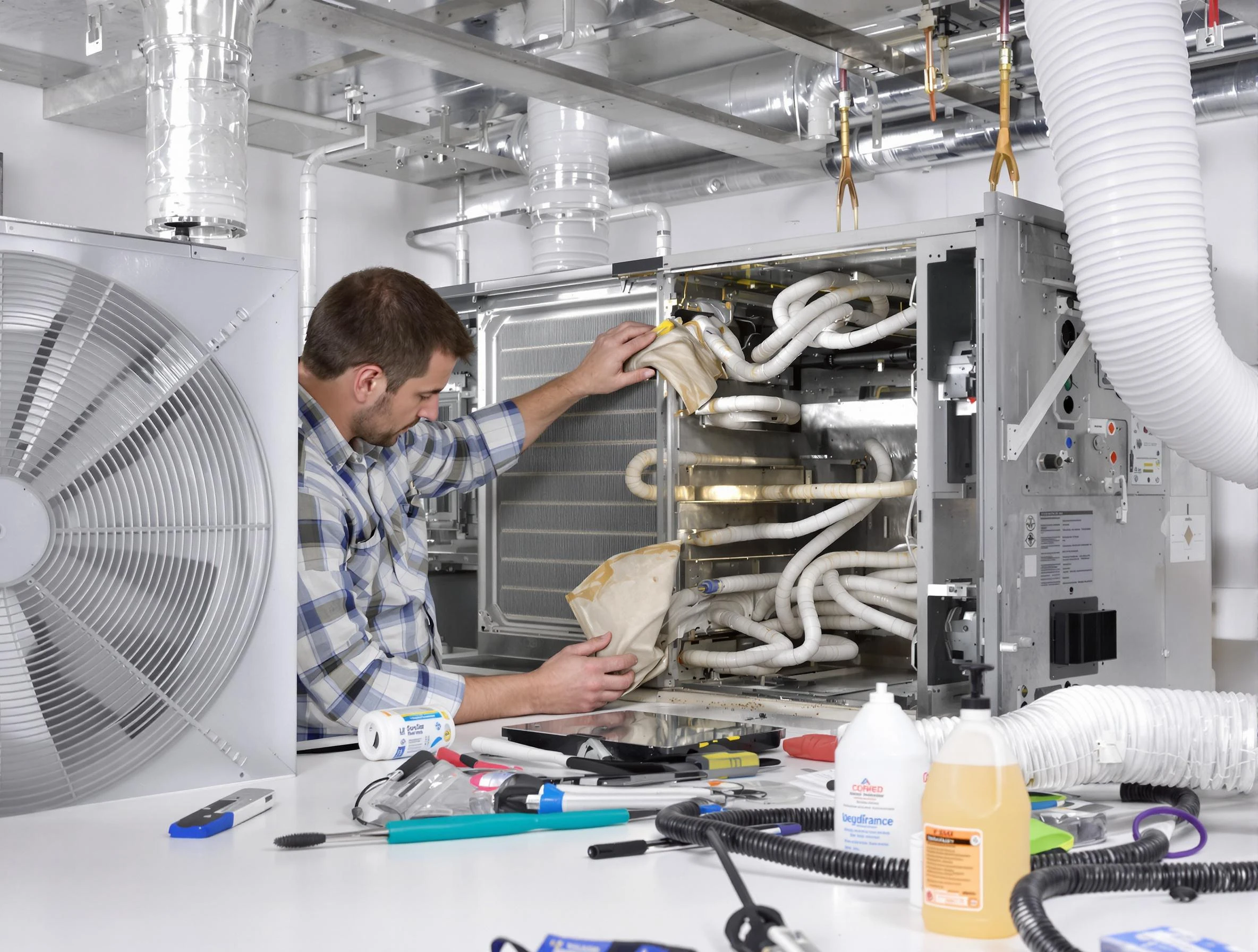 Clearfield Air Duct Cleaning specialist performing precision AC coil cleaning in Clearfield