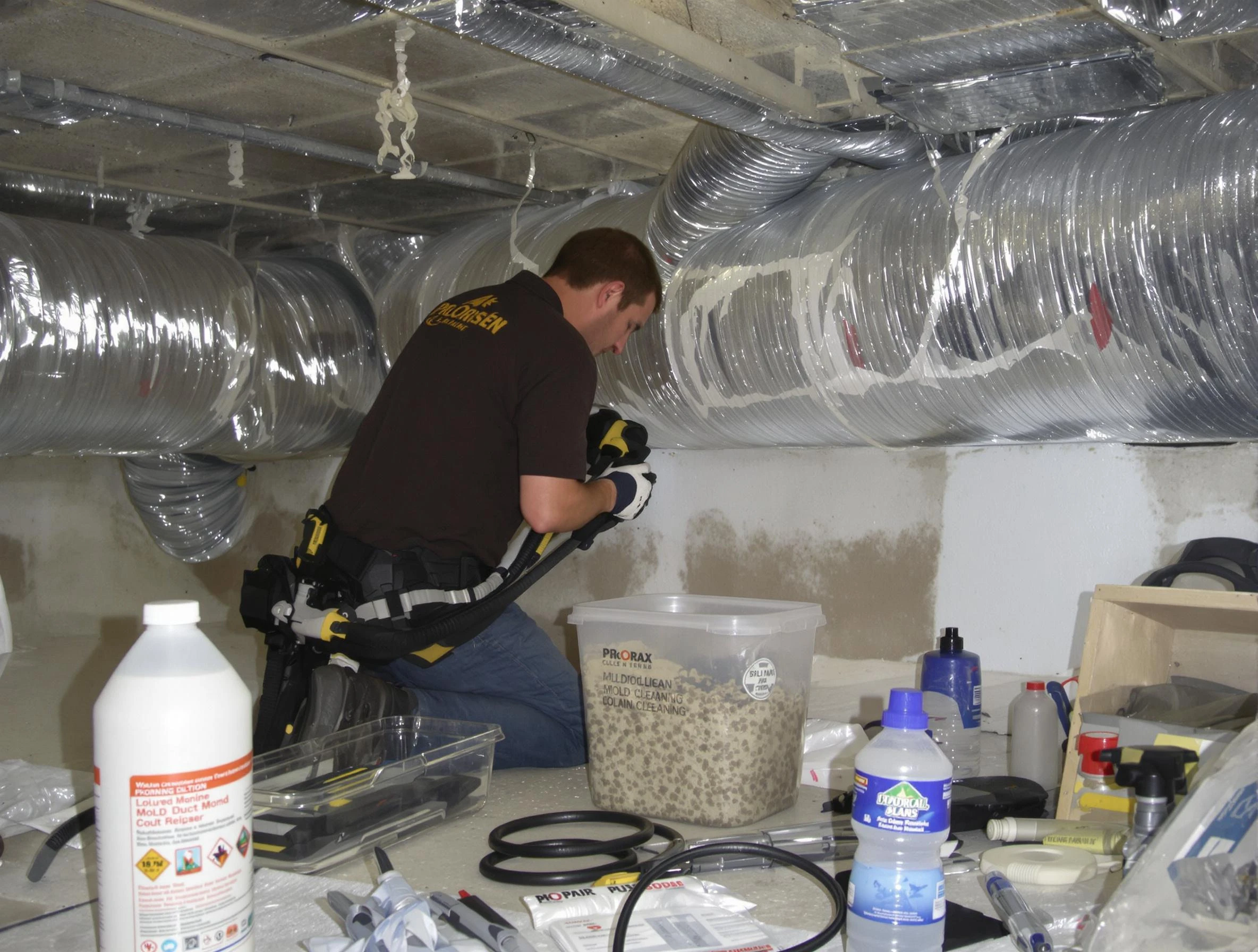 Clearfield Air Duct Cleaning specialist performing professional mold removal from air ducts in Clearfield