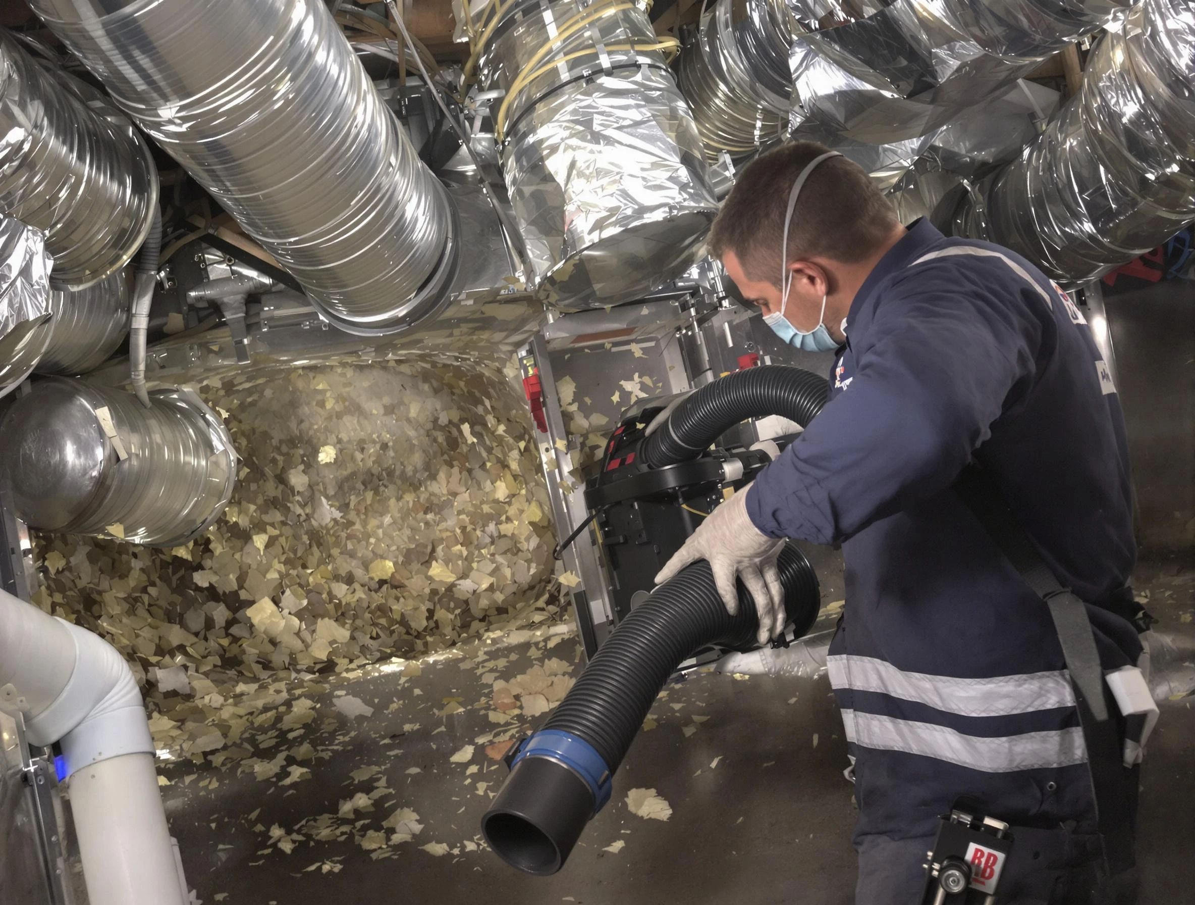 Clearfield Air Duct Cleaning specialist operating negative pressure cleaning equipment for thorough duct maintenance in Clearfield